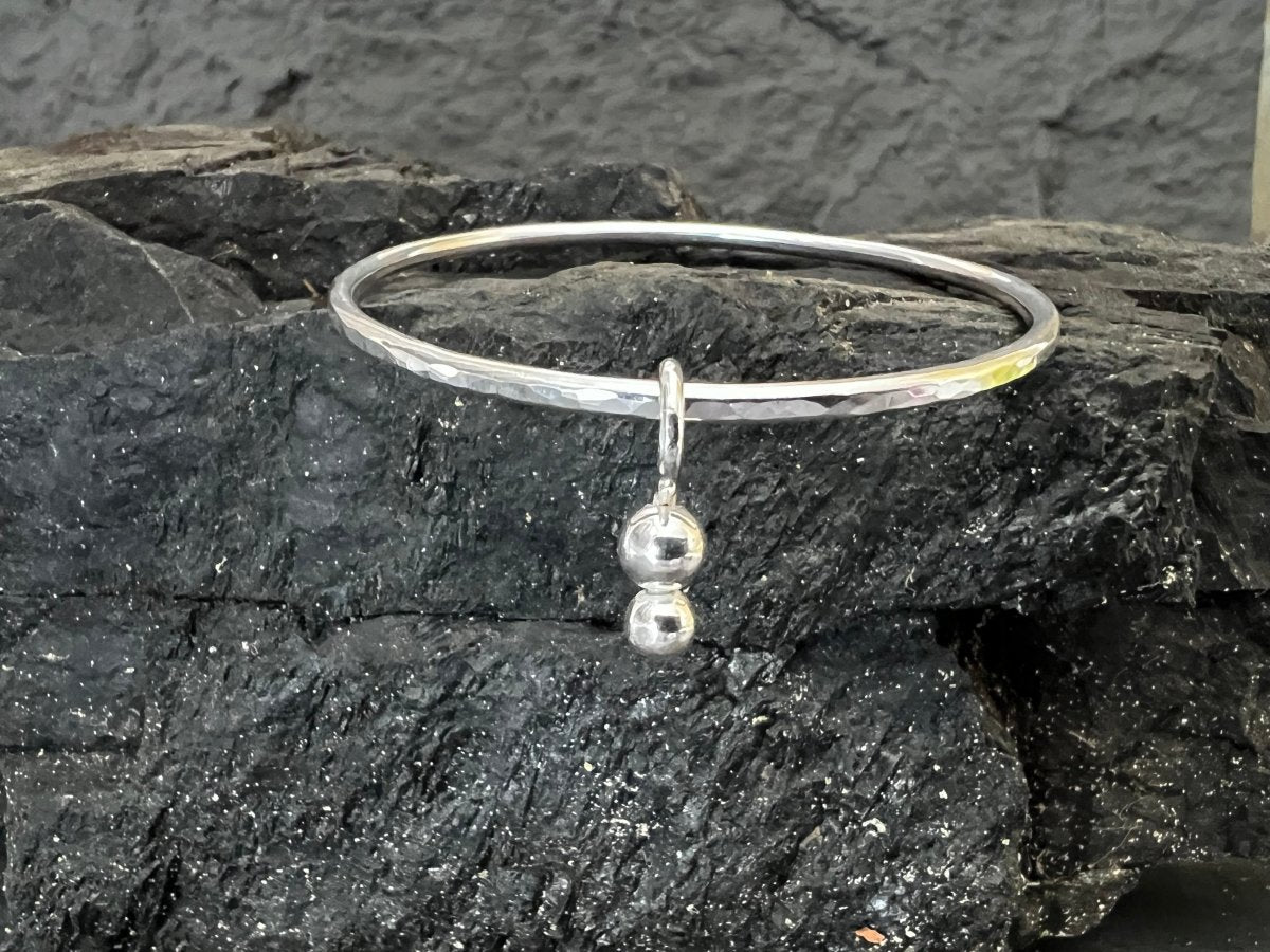 Sterling Silver Bauble Charm Bangle - Kerry Gallop Jewellery