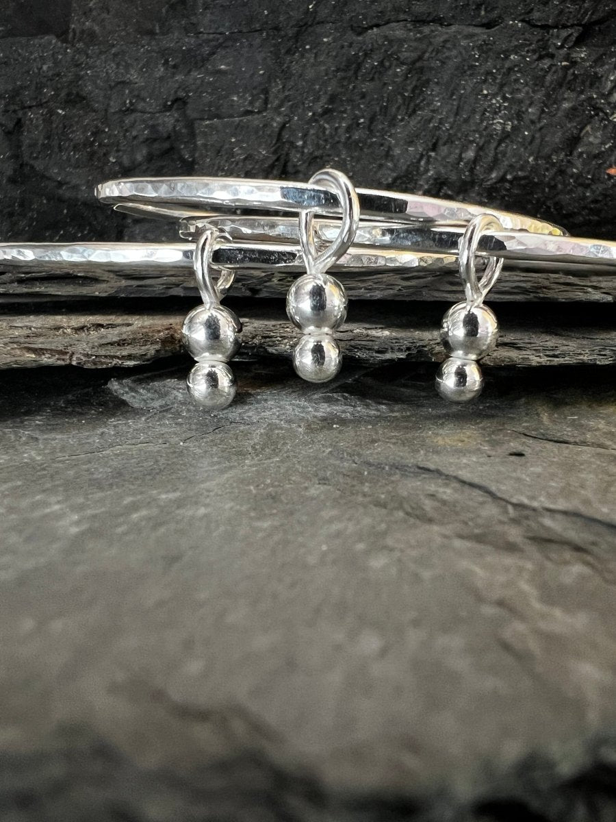 Sterling Silver Bauble Charm Bangle - Kerry Gallop Jewellery