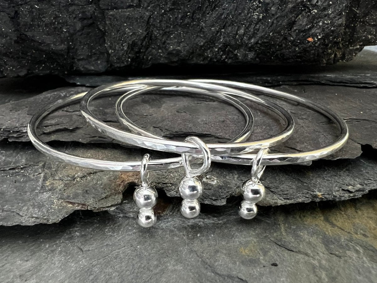 Sterling Silver Bauble Charm Bangle - Kerry Gallop Jewellery