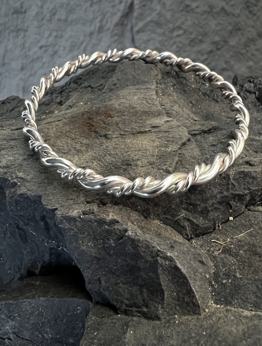 Sterling Silver Double Twist Bangle - Kerry Gallop Jewellery