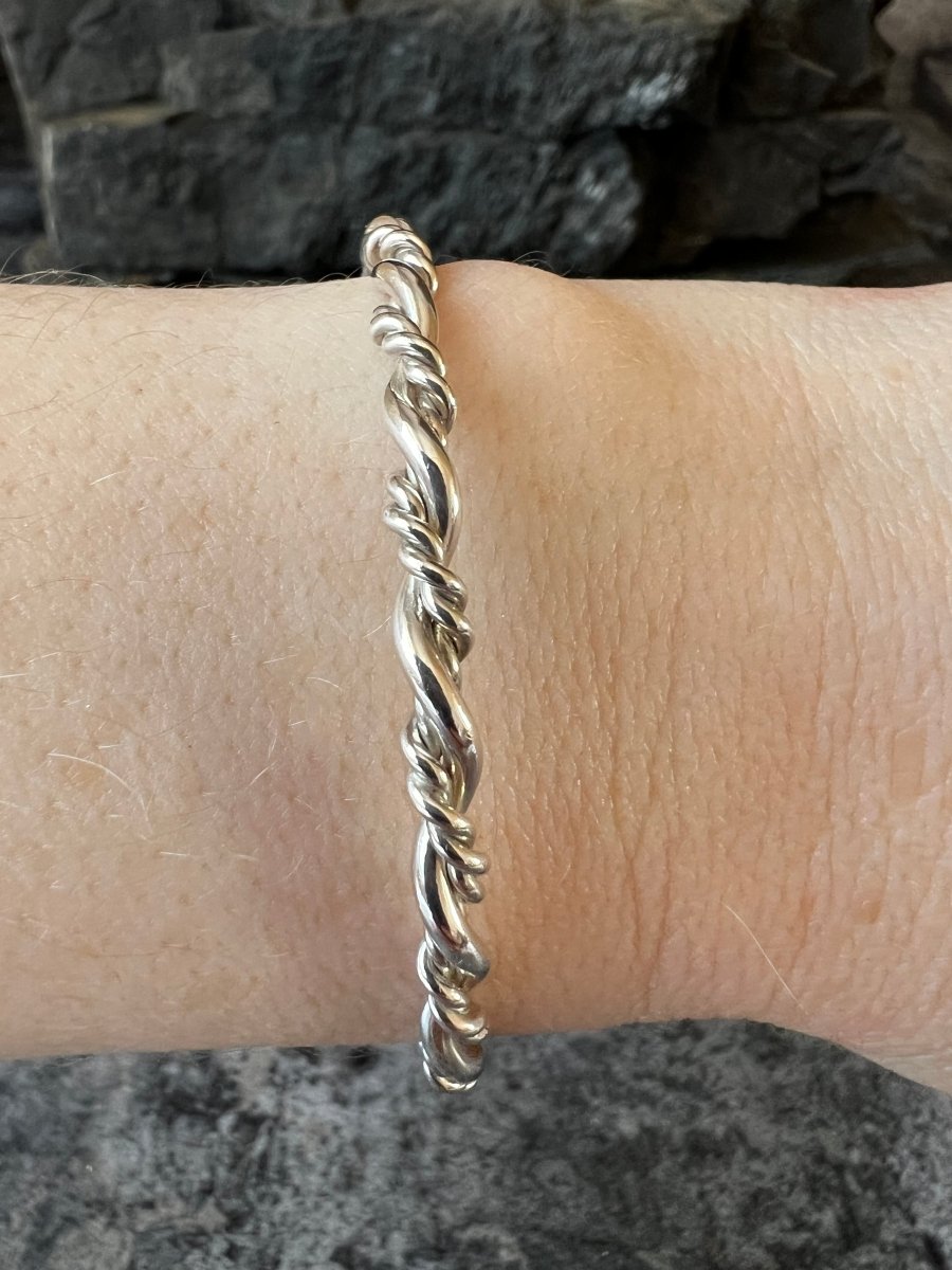 Sterling Silver Double Twist Bangle - Kerry Gallop Jewellery