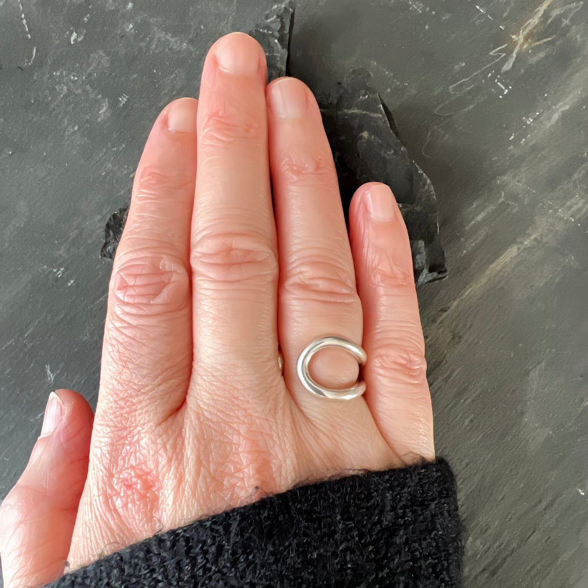 Sterling Silver Open End Loop Ring - Kerry Gallop Jewellery