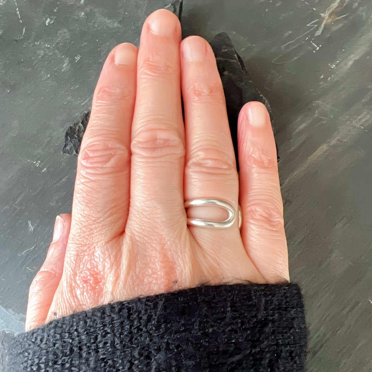 Sterling Silver Open End Loop Ring - Kerry Gallop Jewellery