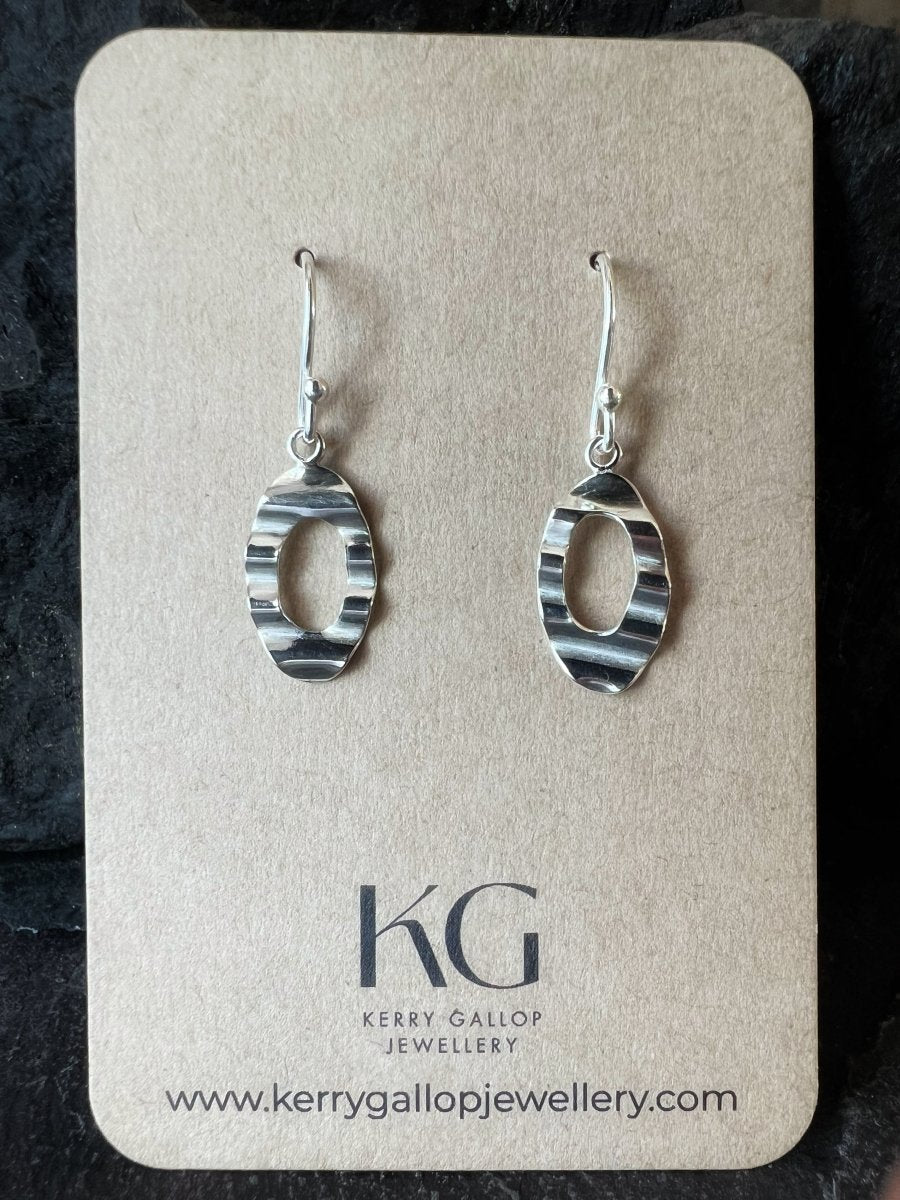 Sterling Silver Oval Wave Earrings - Kerry Gallop Jewellery