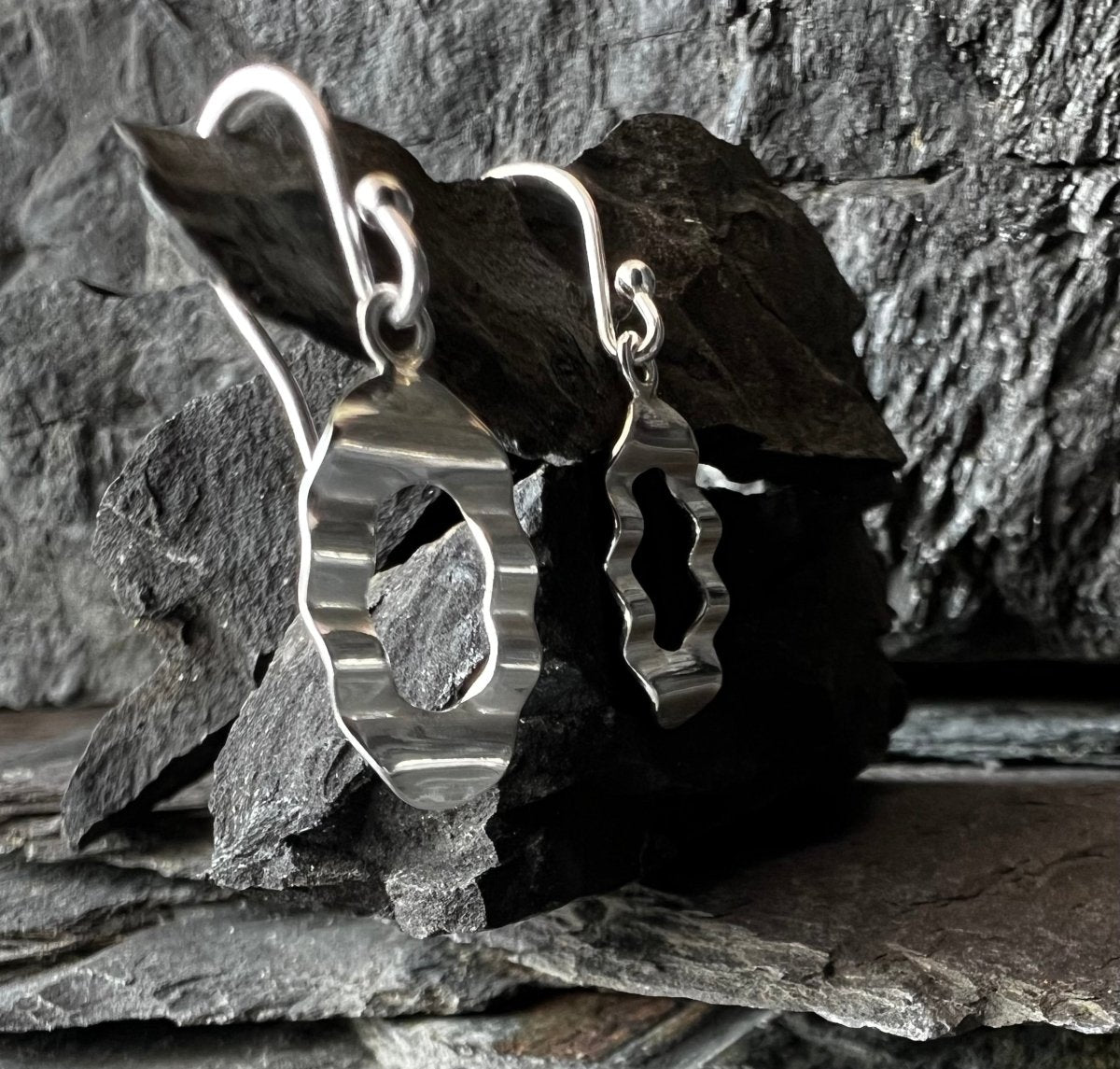 Sterling Silver Oval Wave Earrings - Kerry Gallop Jewellery