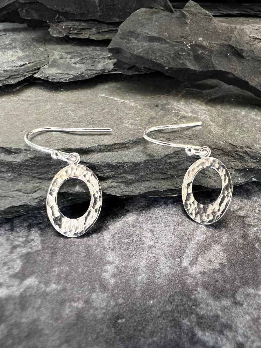 Sterling Silver Textured Oval Earrings - Kerry Gallop Jewellery