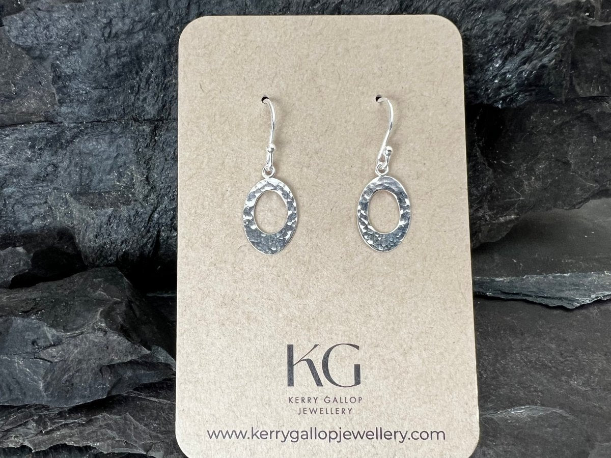 Sterling Silver Textured Oval Earrings - Kerry Gallop Jewellery