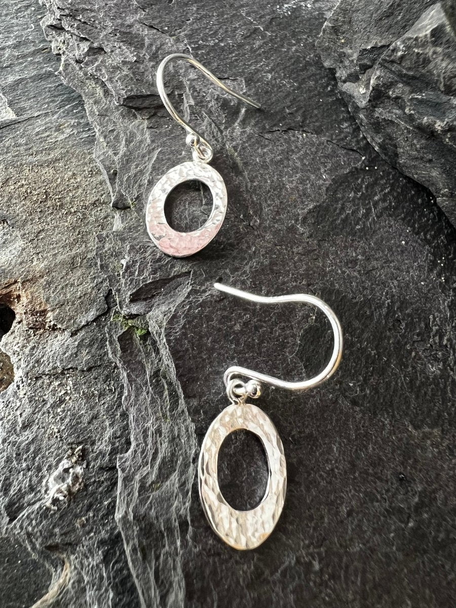 Sterling Silver Textured Oval Earrings - Kerry Gallop Jewellery