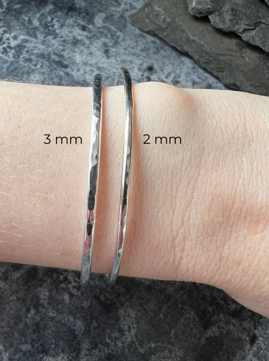 Sterling Silver Textured Round Bangle (2 mm) - Kerry Gallop Jewellery