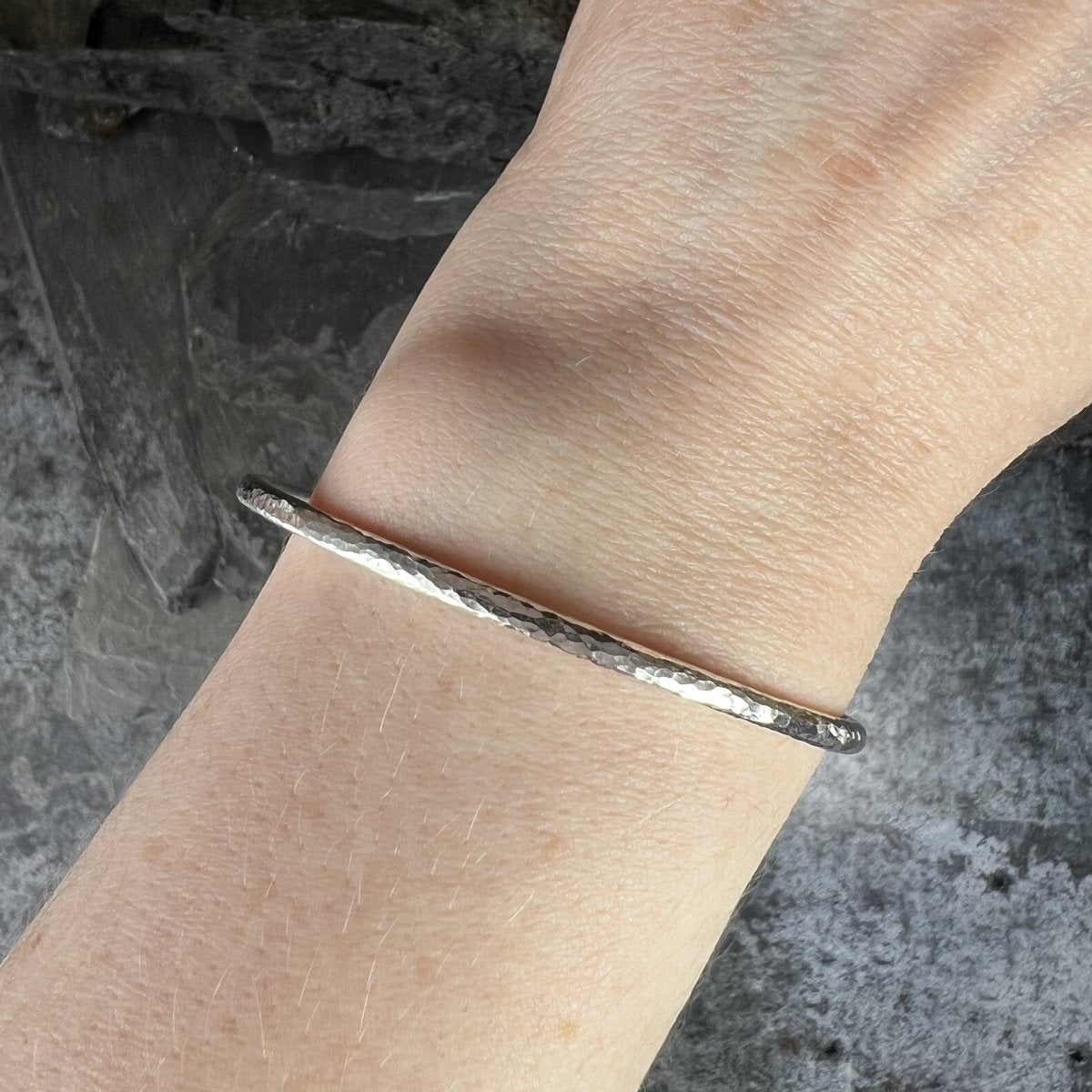 Sterling Silver Textured Round Bangle (3.5 mm) - Kerry Gallop Jewellery