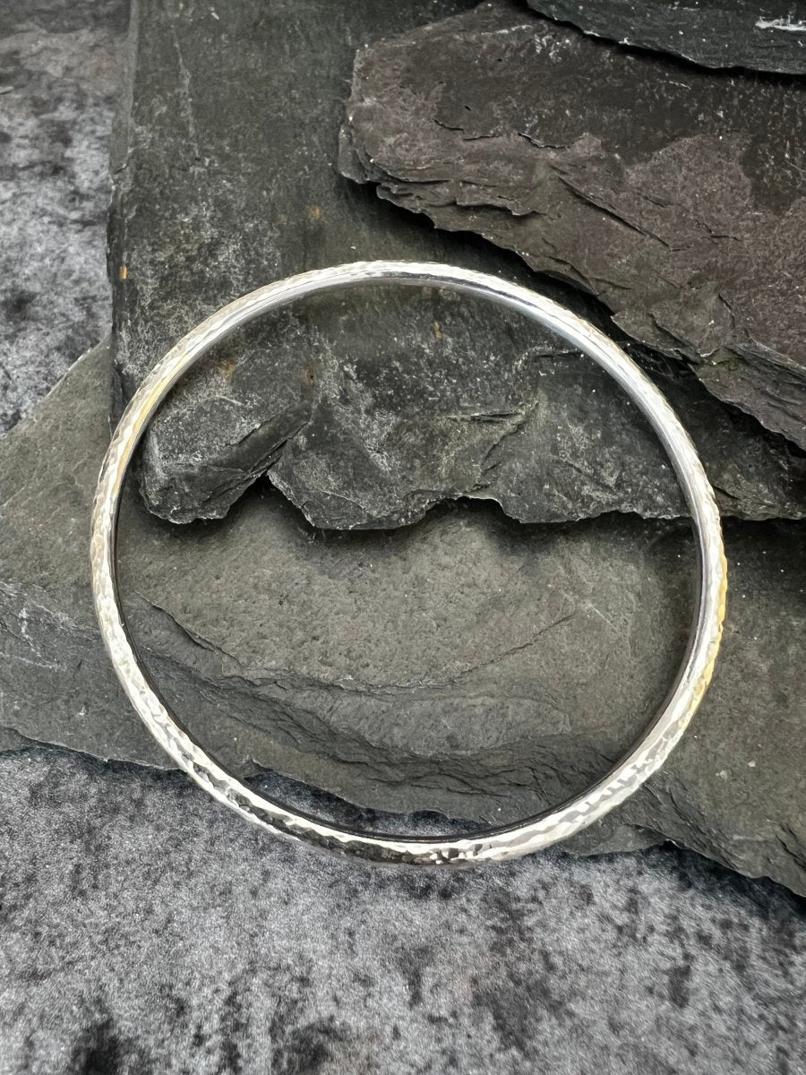 Sterling Silver Textured Round Bangle (3.5 mm) - Kerry Gallop Jewellery