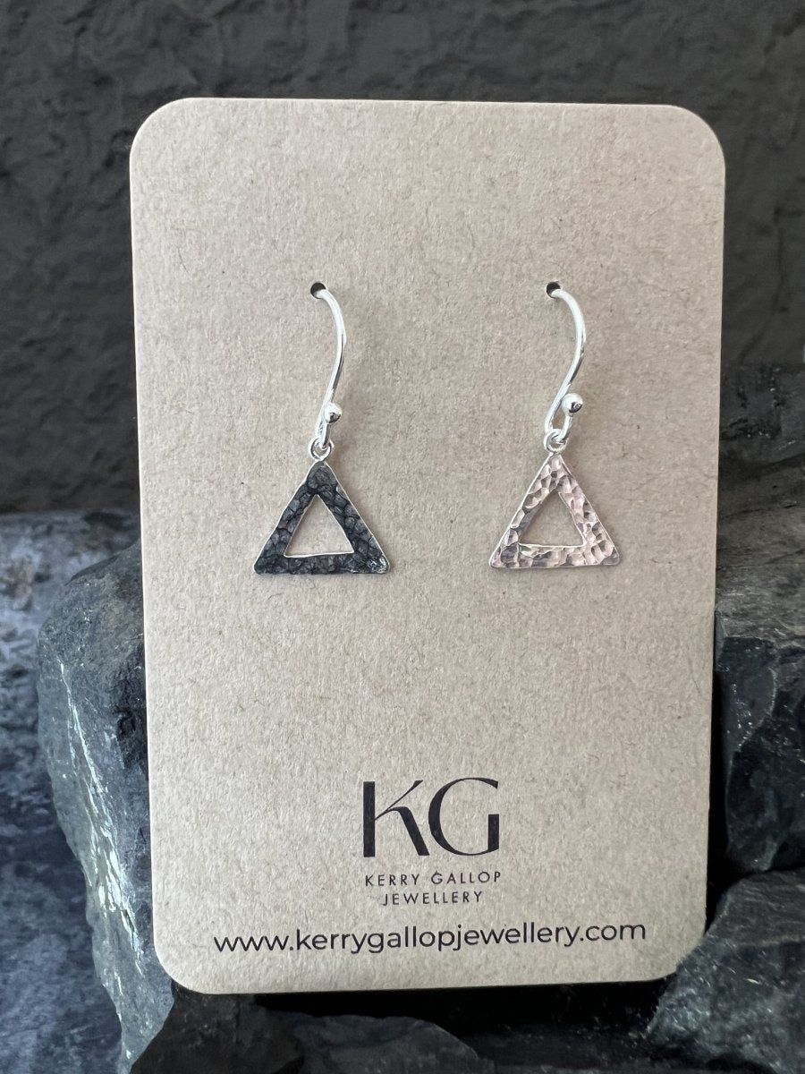 Sterling Silver Textured Triangle Earrings - Kerry Gallop Jewellery