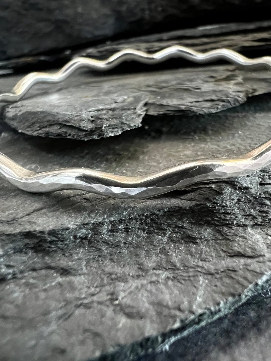 Sterling Silver Textured Wave Bangle (3 mm) - Kerry Gallop Jewellery