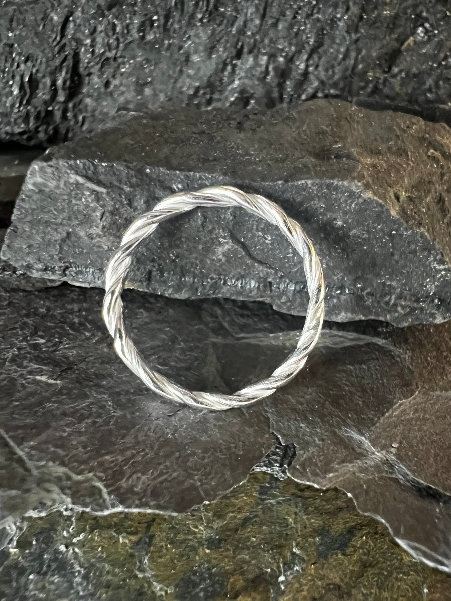 Sterling Silver Thin Round Twist Ring (1.2 mm) - Kerry Gallop Jewellery