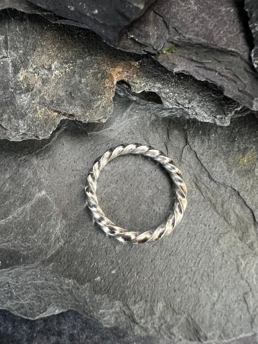 Sterling Silver Thin Square Twist Ring - Kerry Gallop Jewellery