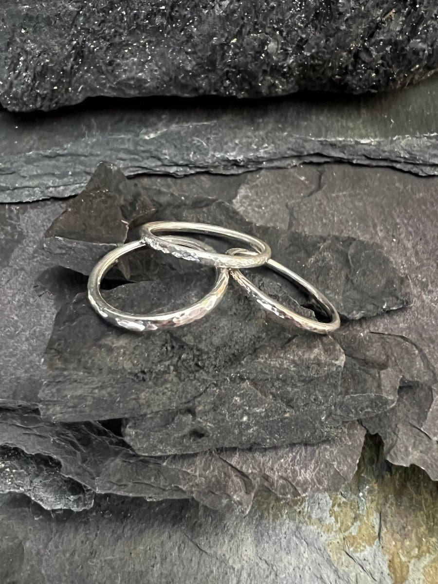 Sterling Silver Thin Textured Stacking Ring - Kerry Gallop Jewellery