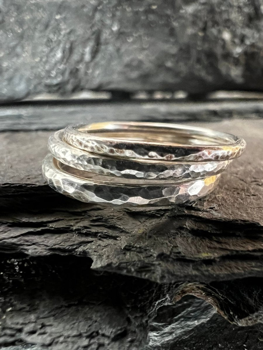 Sterling Silver Thin Textured Stacking Ring - Kerry Gallop Jewellery