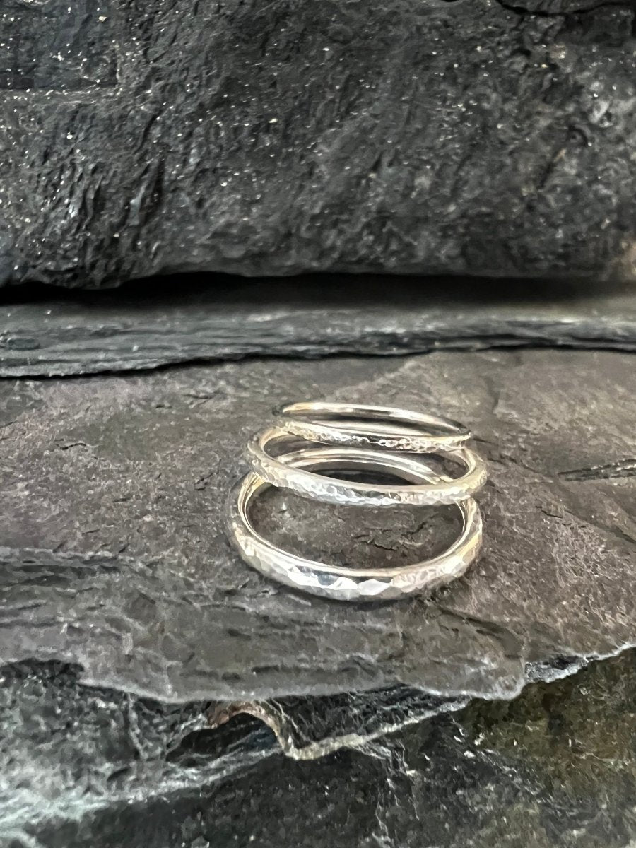 Sterling Silver Thin Textured Stacking Ring - Kerry Gallop Jewellery
