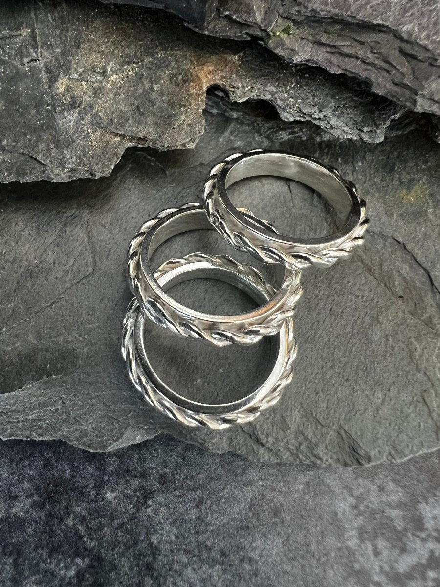 Sterling Silver Twisted Plait Ring - Kerry Gallop Jewellery