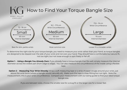 Sierra Textured Torque Bangle Size Chart - Kerry Gallop Jewellery