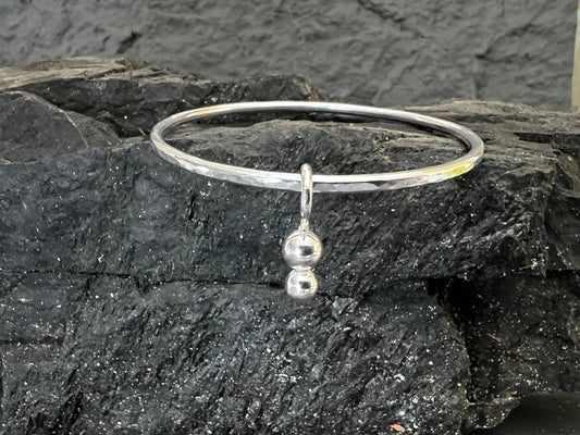 Sterling Silver Bauble Charm Bangle - Kerry Gallop Jewellery