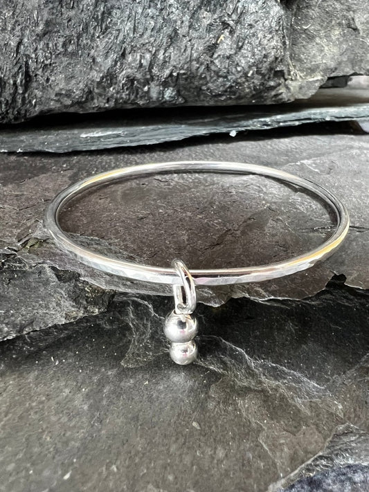 Sterling Silver Bauble Charm Bangle - Kerry Gallop Jewellery
