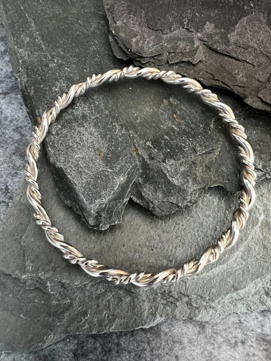 Sterling Silver Double Twist Bangle - Kerry Gallop Jewellery