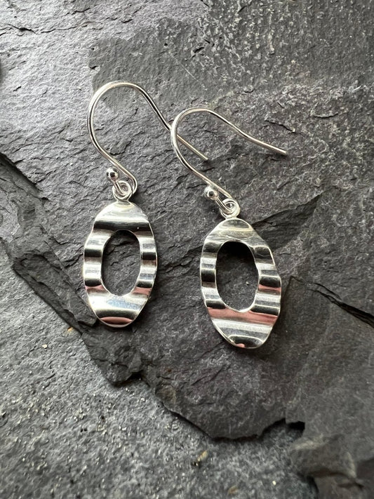 Sterling Silver Oval Wave Earrings - Kerry Gallop Jewellery