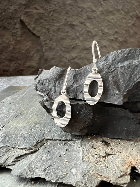 Sterling Silver Oval Wave Earrings - Kerry Gallop Jewellery