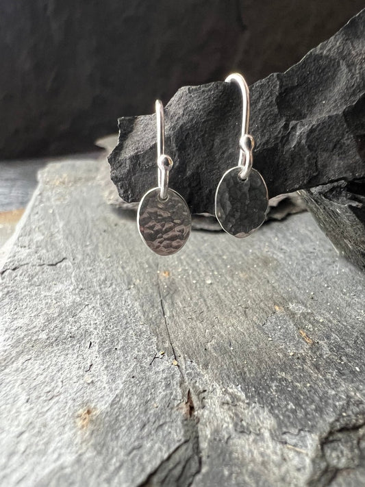 Sterling Silver Petite Textured Oval Earrings - Kerry Gallop Jewellery