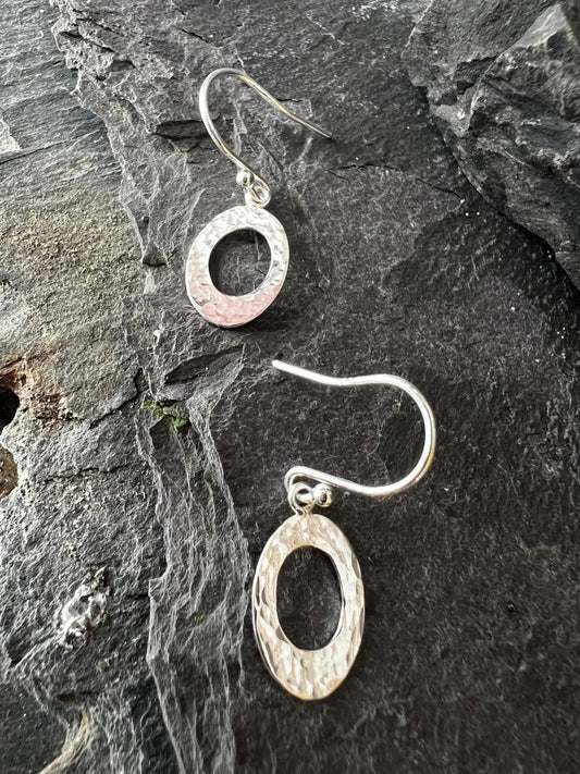 Sterling Silver Textured Oval Earrings - Kerry Gallop Jewellery