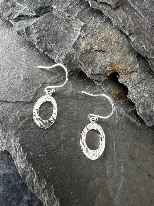 Sterling Silver Textured Oval Earrings - Kerry Gallop Jewellery