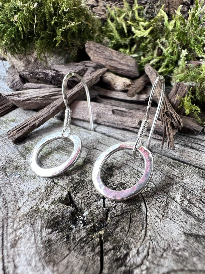 Sterling Silver Textured Radiant Circle Earrings - Kerry Gallop Jewellery