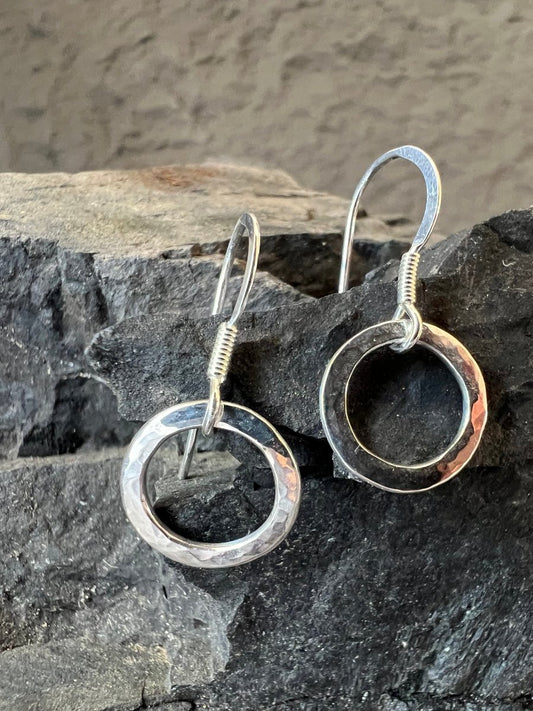 Sterling Silver Textured Radiant Circle Earrings - Kerry Gallop Jewellery