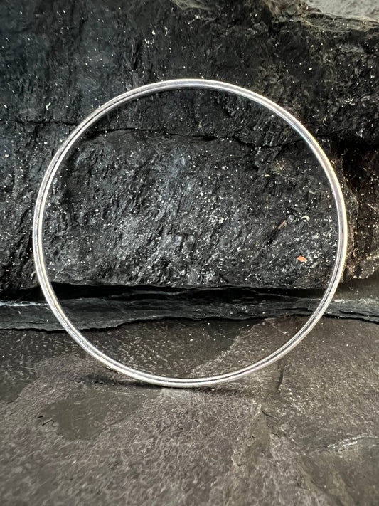 Sterling Silver Textured Round Bangle (2 mm) - Kerry Gallop Jewellery