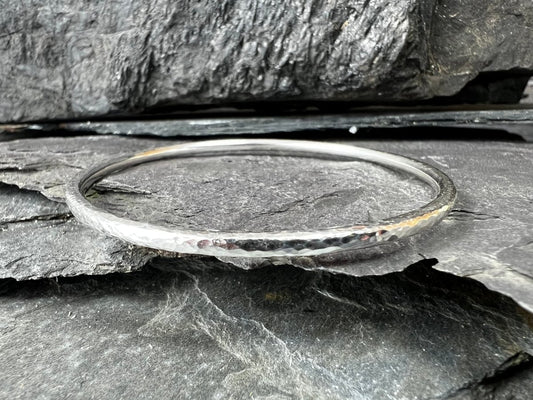 Sterling Silver Textured Round Bangle (3.5 mm) - Kerry Gallop Jewellery