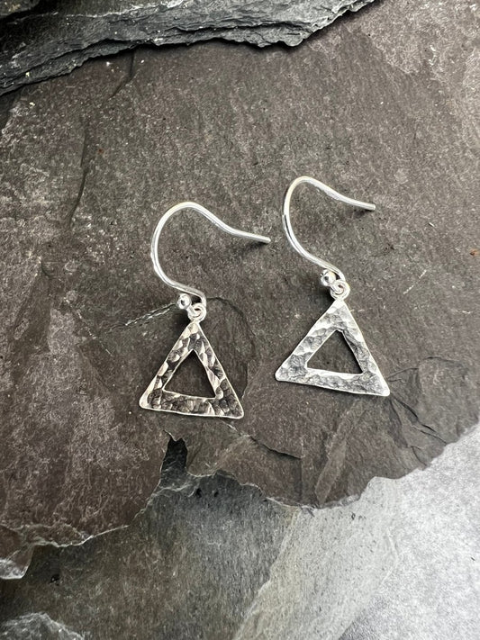 Sterling Silver Textured Triangle Earrings - Kerry Gallop Jewellery