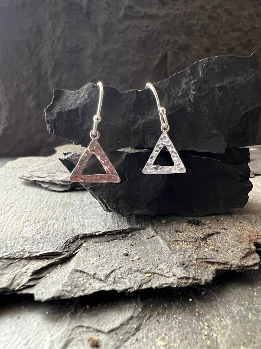 Sterling Silver Textured Triangle Earrings - Kerry Gallop Jewellery