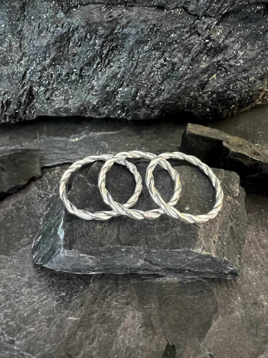 Sterling Silver Thin Round Twist Ring (1.2 mm) - Kerry Gallop Jewellery