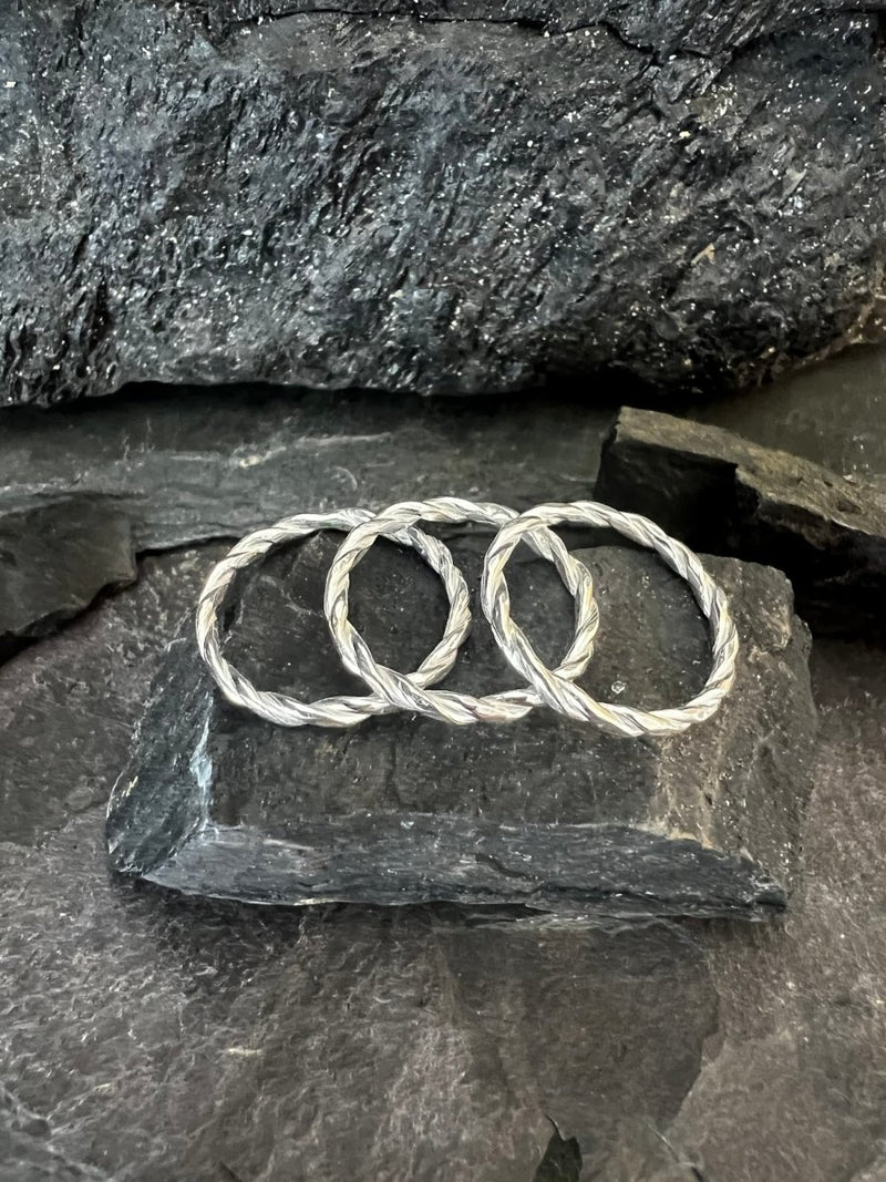 Sterling Silver Thin Round Twist Ring (1.2 mm) - Kerry Gallop Jewellery