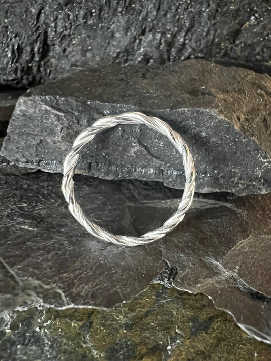 Sterling Silver Thin Round Twist Ring (1.2 mm) - Kerry Gallop Jewellery