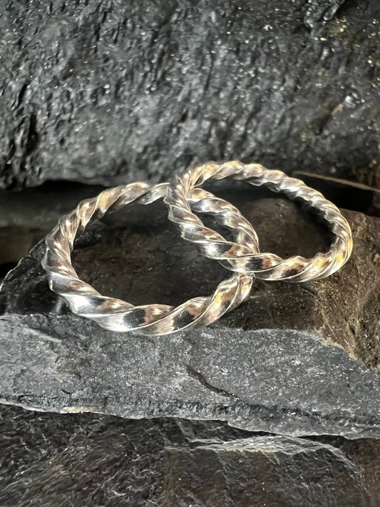 Sterling Silver Thin Square Twist Ring - Kerry Gallop Jewellery