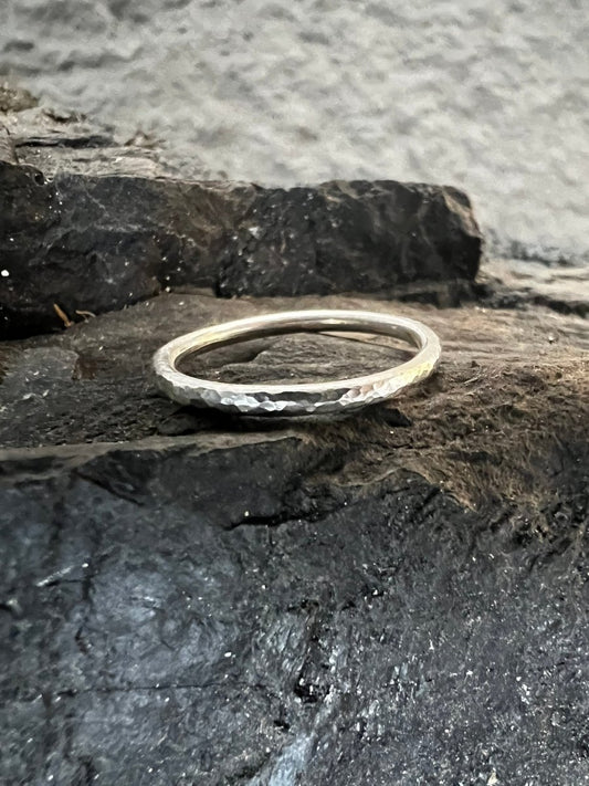 Sterling Silver Thin Textured Stacking Ring - Kerry Gallop Jewellery