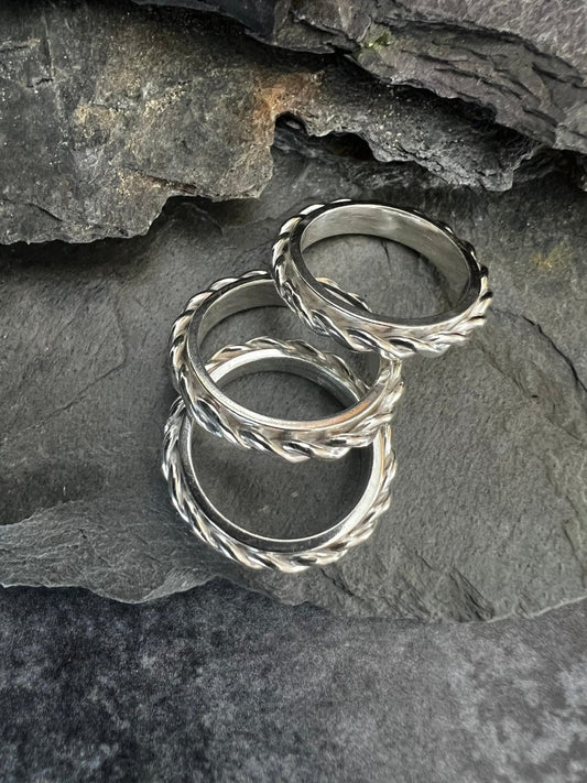 Sterling Silver Twisted Plait Ring - Kerry Gallop Jewellery