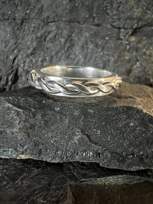 Sterling Silver Twisted Plait Ring - Kerry Gallop Jewellery